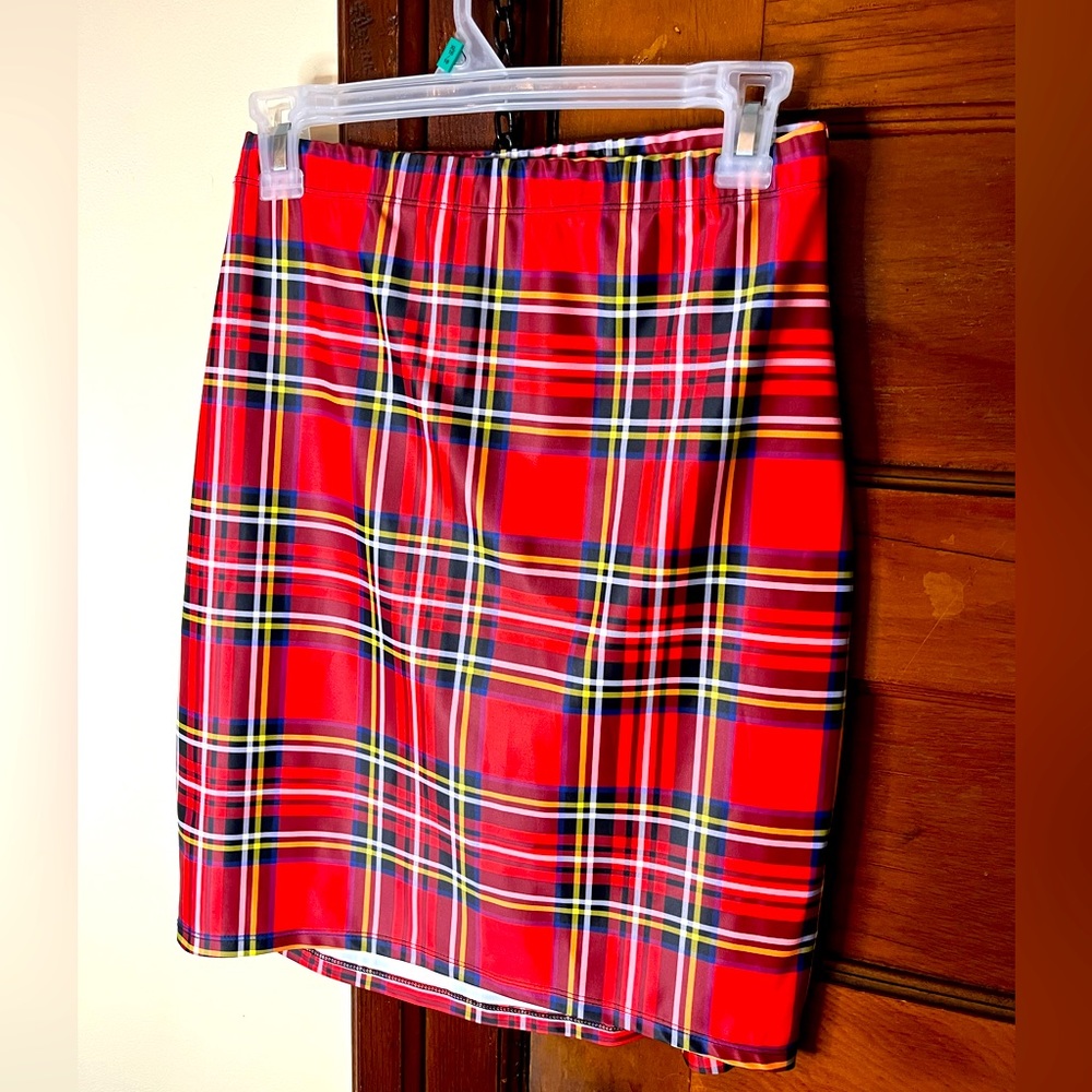 Plaid Bodycon Mid-Thigh Stretchy Skirt
